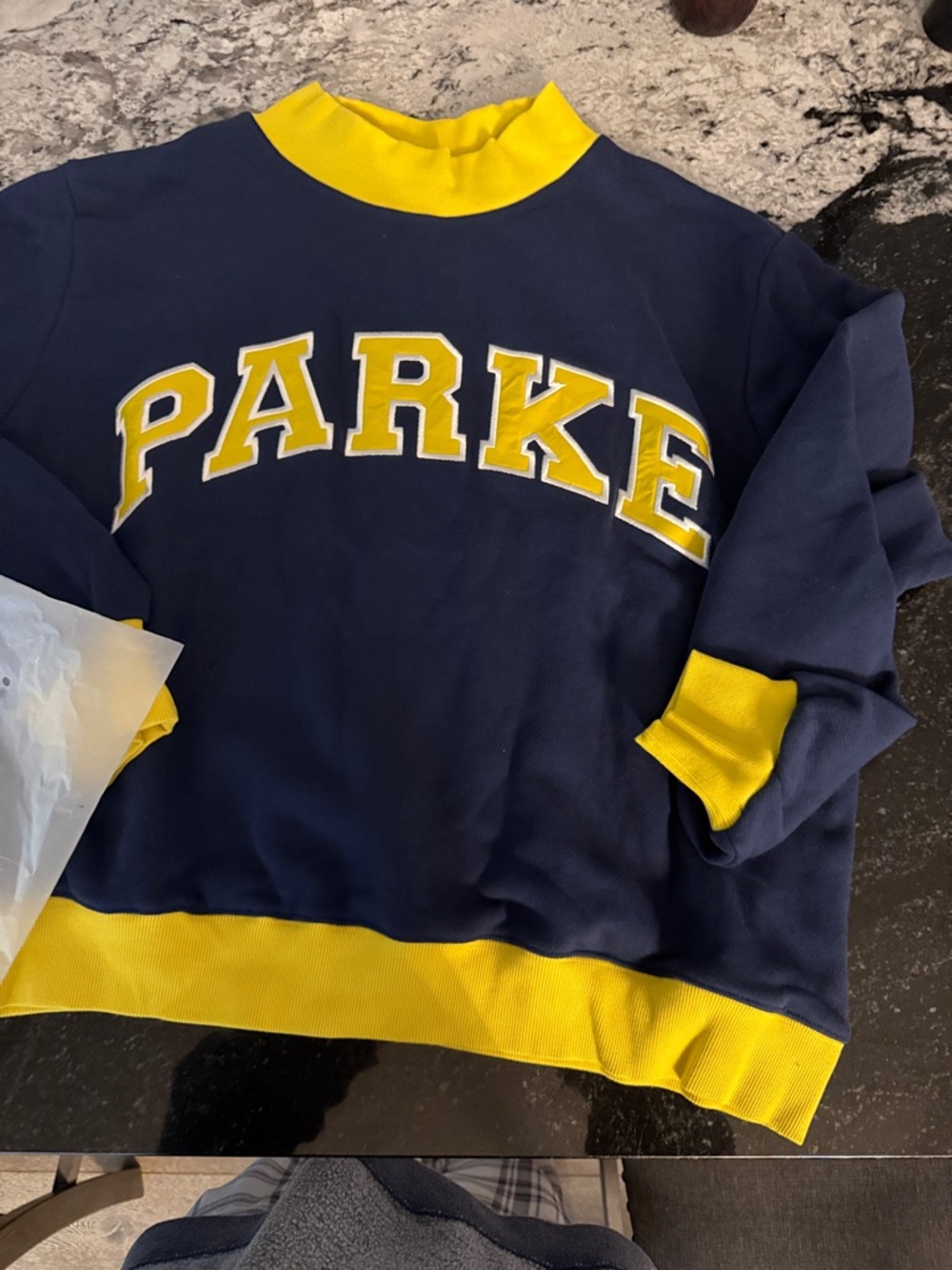 PARKER Navy & Yellow Crewneck Sweatshirt